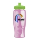 a lime-green lid & transparent-pink bottle poly - pure - 27 oz transparent bottle with push pull lid and digital imprint