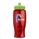 a lime-green lid & transparent-red bottle poly - pure - 27 oz transparent bottle with push pull lid and digital imprint