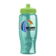 a lime-green lid & transparent teal bottle poly - pure - 27 oz transparent bottle with push pull lid and digital imprint