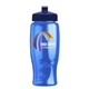 a navy-blue lid & transparent blue bottle poly - pure - 27 oz transparent bottle with push pull lid and digital imprint