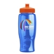 a orange lid & transparent blue bottle poly - pure - 27 oz transparent bottle with push pull lid and digital imprint