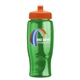 a orange lid & transparent-green bottle poly - pure - 27 oz transparent bottle with push pull lid and digital imprint