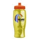 a orange lid & transparent-yellow bottle poly - pure - 27 oz transparent bottle with push pull lid and digital imprint