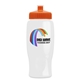 a orange lid & white bottle poly - pure - 27 oz transparent bottle with push pull lid and digital imprint