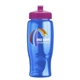 a pink lid & transparent blue bottle poly - pure - 27 oz transparent bottle with push pull lid and digital imprint