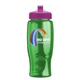 a pink lid & transparent-green bottle poly - pure - 27 oz transparent bottle with push pull lid and digital imprint