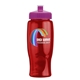 a pink lid & transparent-red bottle poly - pure - 27 oz transparent bottle with push pull lid and digital imprint