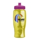 a pink lid & transparent-yellow bottle poly - pure - 27 oz transparent bottle with push pull lid and digital imprint