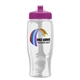 a pink lid & clear bottle poly - pure - 27 oz transparent bottle with push pull lid and digital imprint