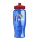 a red lid & transparent blue bottle poly - pure - 27 oz transparent bottle with push pull lid and digital imprint