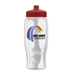a red lid & clear bottle poly - pure - 27 oz transparent bottle with push pull lid and digital imprint