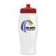 a red lid & white bottle poly - pure - 27 oz transparent bottle with push pull lid and digital imprint