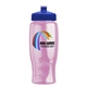 a royal-blue lid & transparent-pink bottle poly - pure - 27 oz transparent bottle with push pull lid and digital imprint