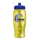 a royal-blue lid & transparent-yellow bottle poly - pure - 27 oz transparent bottle with push pull lid and digital imprint