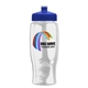 a royal-blue lid & clear bottle poly - pure - 27 oz transparent bottle with push pull lid and digital imprint