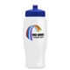 a royal-blue lid & white bottle poly - pure - 27 oz transparent bottle with push pull lid and digital imprint
