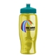 a teal lid & transparent-yellow bottle poly - pure - 27 oz transparent bottle with push pull lid and digital imprint