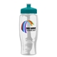 a teal lid & clear bottle poly - pure - 27 oz transparent bottle with push pull lid and digital imprint