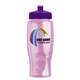 a violet lid & transparent-pink bottle poly - pure - 27 oz transparent bottle with push pull lid and digital imprint
