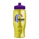 a violet lid & transparent-yellow bottle poly - pure - 27 oz transparent bottle with push pull lid and digital imprint