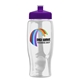 a violet lid & clear bottle poly - pure - 27 oz transparent bottle with push pull lid and digital imprint
