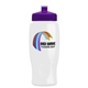 a violet lid & white bottle poly - pure - 27 oz transparent bottle with push pull lid and digital imprint