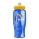 a yellow lid & transparent blue bottle poly - pure - 27 oz transparent bottle with push pull lid and digital imprint