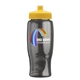 a yellow lid & transparent-smoke bottle poly - pure - 27 oz transparent bottle with push pull lid and digital imprint
