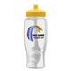 a yellow lid & clear bottle poly - pure - 27 oz transparent bottle with push pull lid and digital imprint