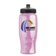 a black lid & transparent-pink bottle poly - pure - 27 oz transparent bottle with push pull lid and digital imprint