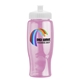a white lid & transparent-pink bottle poly - pure - 27 oz transparent bottle with push pull lid and digital imprint