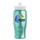a white lid & transparent teal bottle poly - pure - 27 oz transparent bottle with push pull lid and digital imprint
