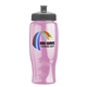 a gray lid & transparent-pink bottle poly - pure - 27 oz transparent bottle with push pull lid and digital imprint