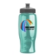 a gray lid & transparent teal bottle poly - pure - 27 oz transparent bottle with push pull lid and digital imprint