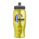 a gray lid & transparent-yellow bottle poly - pure - 27 oz transparent bottle with push pull lid and digital imprint