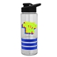 a clear bottle & black lid & blue grip sergeant stripe - 24 oz tritan(tm) bottle with drink thru lid, stripe bands, and digital imprint