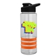 a clear bottle & black lid & orange grip sergeant stripe - 24 oz tritan(tm) bottle with drink thru lid, stripe bands, and digital imprint