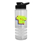 a clear bottle & black lid & white grip sergeant stripe - 24 oz tritan(tm) bottle with drink thru lid, stripe bands, and digital imprint