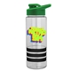 a clear bottle & green lid & black grip sergeant stripe - 24 oz tritan(tm) bottle with drink thru lid, stripe bands, and digital imprint