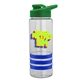 a clear bottle & green lid & blue grip sergeant stripe - 24 oz tritan(tm) bottle with drink thru lid, stripe bands, and digital imprint