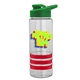 a clear bottle & green lid & red grip sergeant stripe - 24 oz tritan(tm) bottle with drink thru lid, stripe bands, and digital imprint