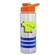 a clear bottle & orange lid & blue grip sergeant stripe - 24 oz tritan(tm) bottle with drink thru lid, stripe bands, and digital imprint