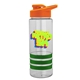 a clear bottle & orange lid & green grip sergeant stripe - 24 oz tritan(tm) bottle with drink thru lid, stripe bands, and digital imprint
