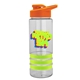 a clear bottle & orange lid & lime-green grip sergeant stripe - 24 oz tritan(tm) bottle with drink thru lid, stripe bands, and digital imprint