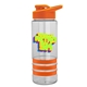 a clear bottle & orange lid & orange grip sergeant stripe - 24 oz tritan(tm) bottle with drink thru lid, stripe bands, and digital imprint