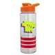 a clear bottle & orange lid & red grip sergeant stripe - 24 oz tritan(tm) bottle with drink thru lid, stripe bands, and digital imprint