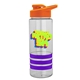 a clear bottle & orange lid & violet grip sergeant stripe - 24 oz tritan(tm) bottle with drink thru lid, stripe bands, and digital imprint