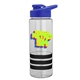 a clear bottle & blue lid & black grip sergeant stripe - 24 oz tritan(tm) bottle with drink thru lid, stripe bands, and digital imprint
