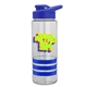 a clear bottle & blue lid & blue grip sergeant stripe - 24 oz tritan(tm) bottle with drink thru lid, stripe bands, and digital imprint