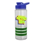 a clear bottle & blue lid & green grip sergeant stripe - 24 oz tritan(tm) bottle with drink thru lid, stripe bands, and digital imprint
